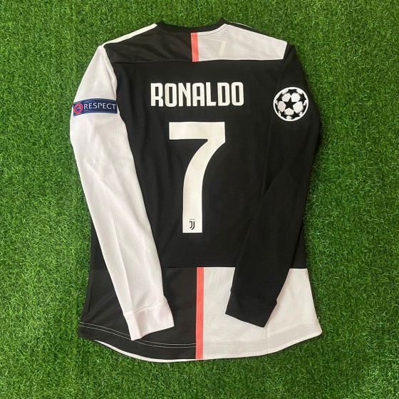 Cristiano Ronaldo 7- Juventus Long Sleeve 2019 2020 Retro White Black Jersey Trikot Maglia